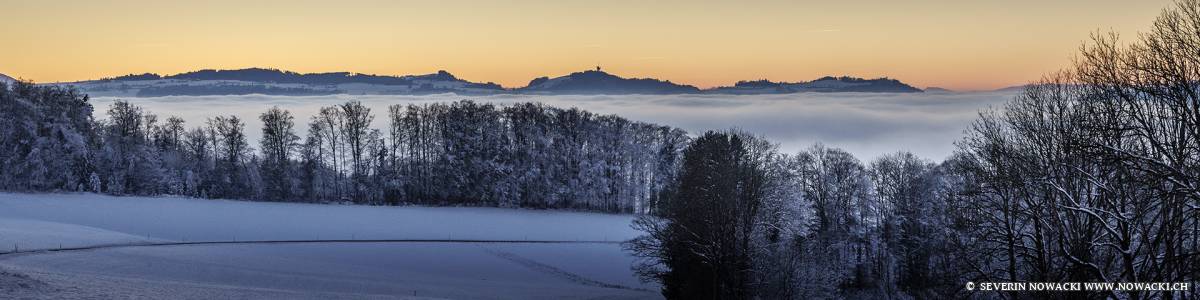 Panorama von Wattenwil ob Worb nach Sonnenuntergang Richtung Westen